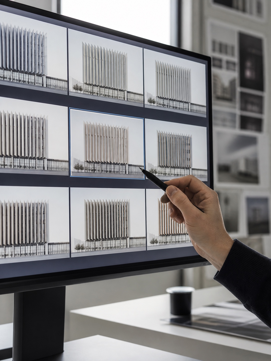 architect reviewing generative design alternatives for an article about artificial intelligence in architecture