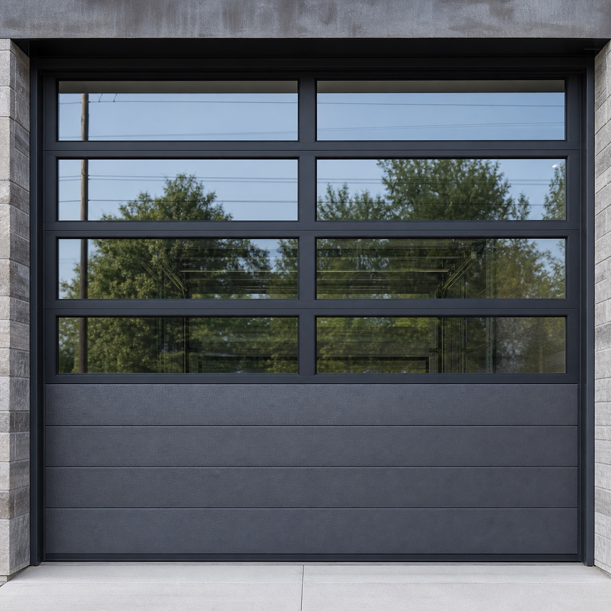 Partially glazed commercial garage door with insulated lower panels partially glazed commercial garage door with insulated lower panels | Sky Rye Design partially glazed commercial garage door with insulated lower panels