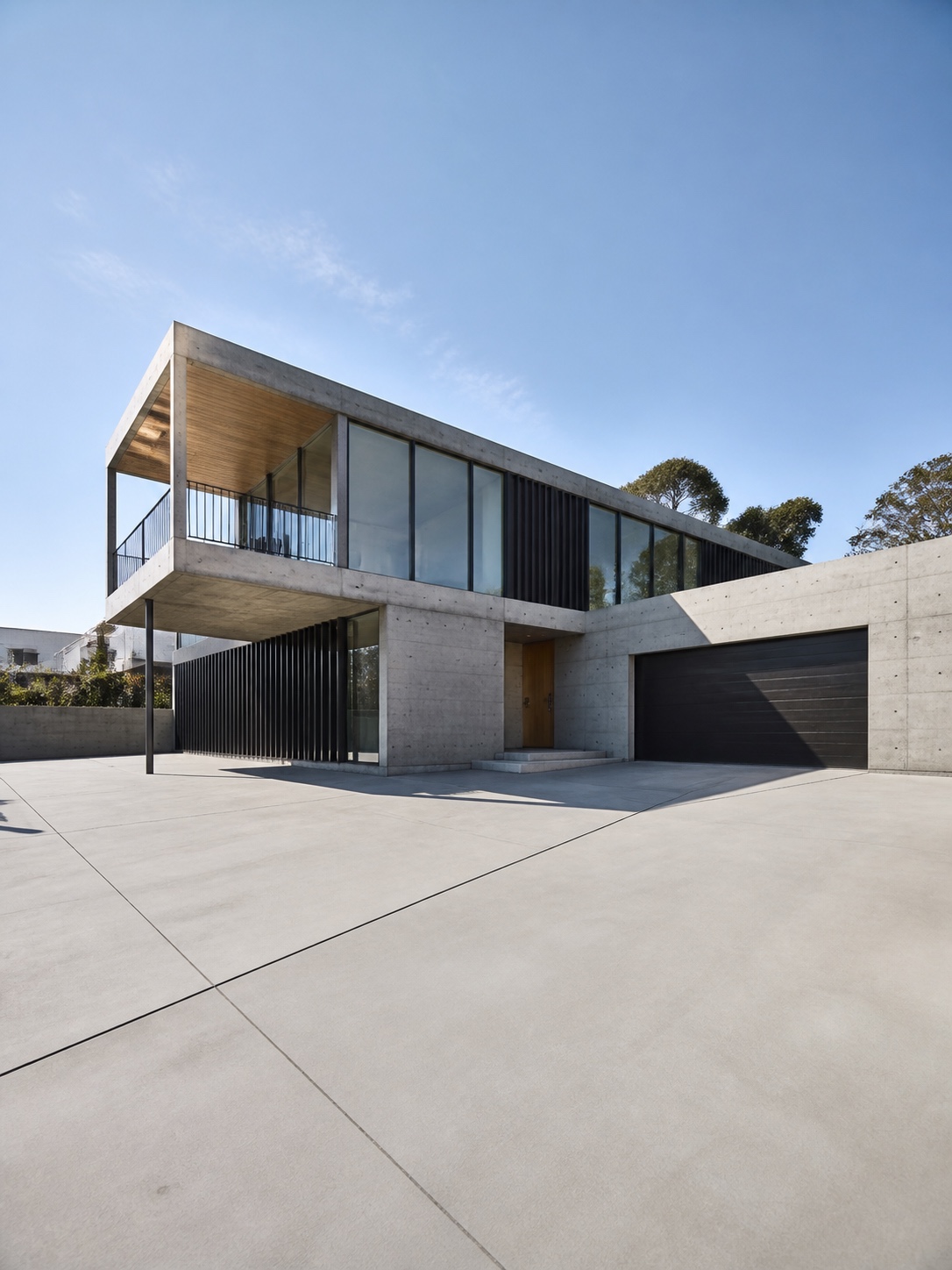 Driveway design idea - Modern home driveway match Minimal modern home with a smooth concrete driveway matching the clean architecture | Sky Rye Design Minimal modern home with a smooth concrete driveway matching the clean architecture