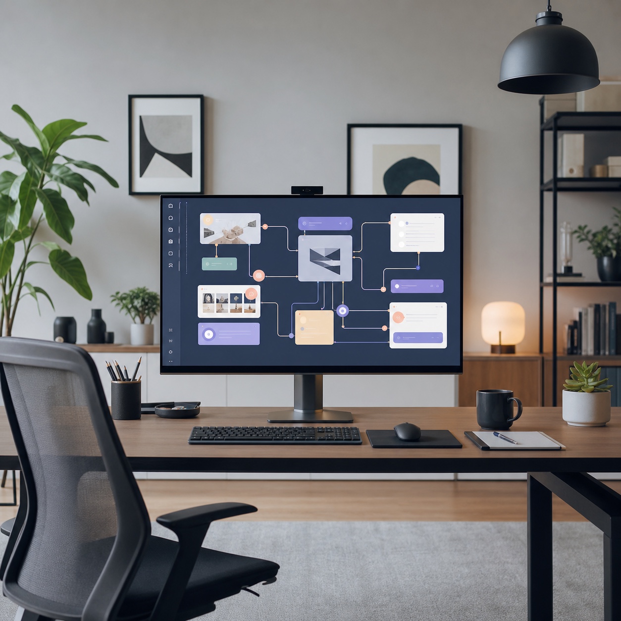 A remote design studio workspace with a dashboard connecting review, files, and approvals.