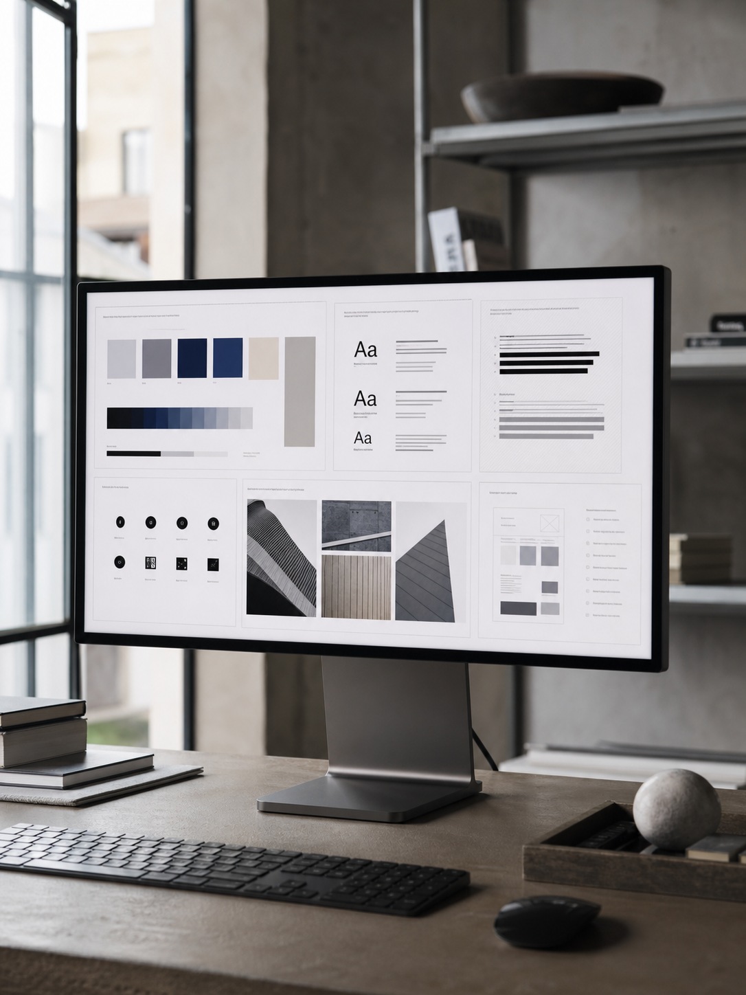 Creative standards and brand guideline document on screen Creative standards and brand guideline document displayed on a studio monitor. | Sky Rye Design Creative standards and brand guideline document displayed on a studio monitor.