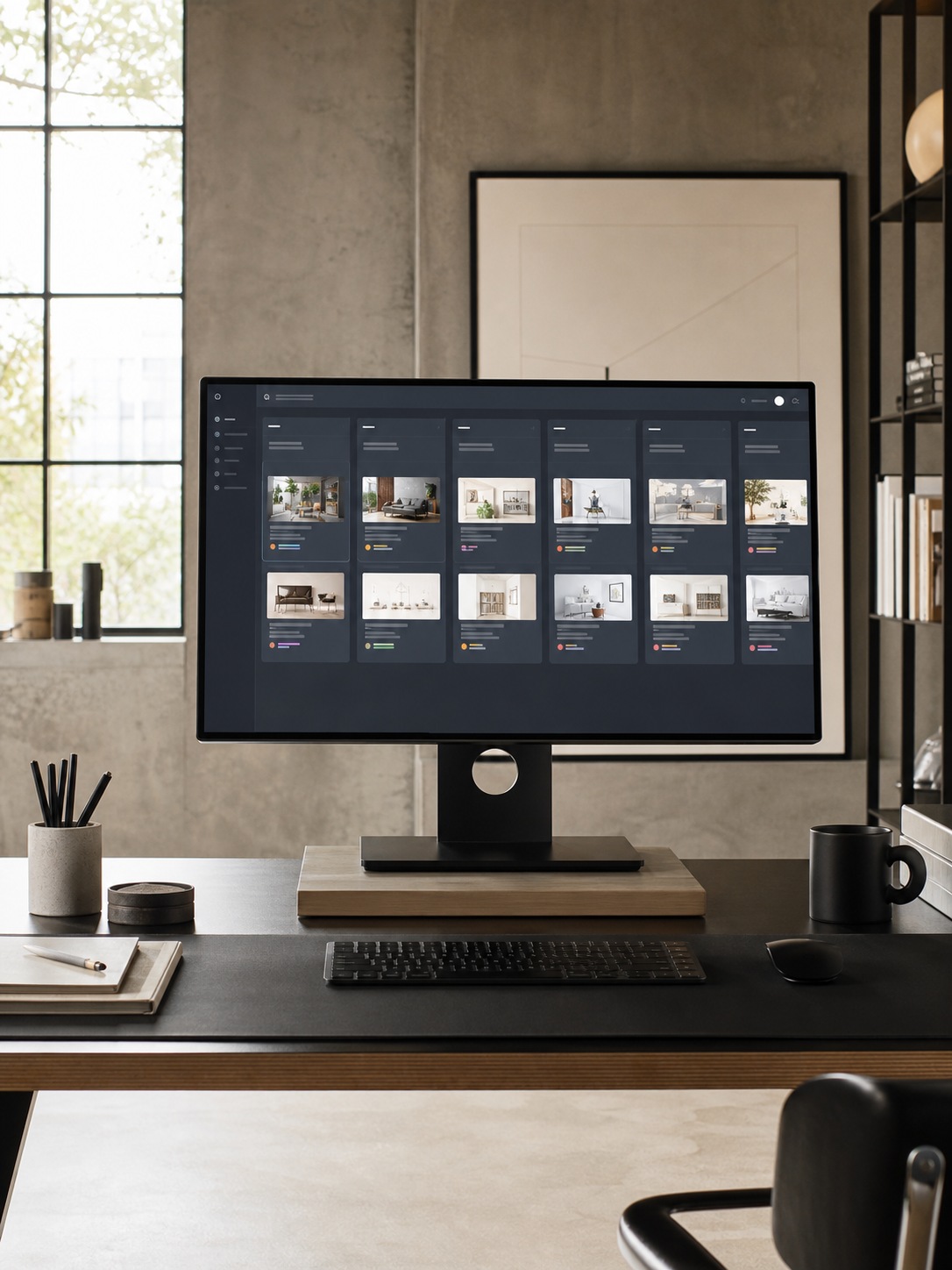 Multiple concurrent projects on a project management board Project management board tracking several design projects across clean workflow columns. | Sky Rye Design Project management board tracking several design projects across clean workflow columns.