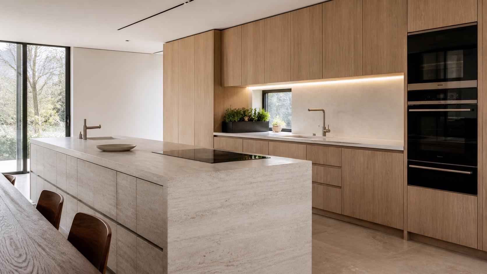 Efficient modern kitchen renovation with induction cooking integrated appliances and healthy home design
