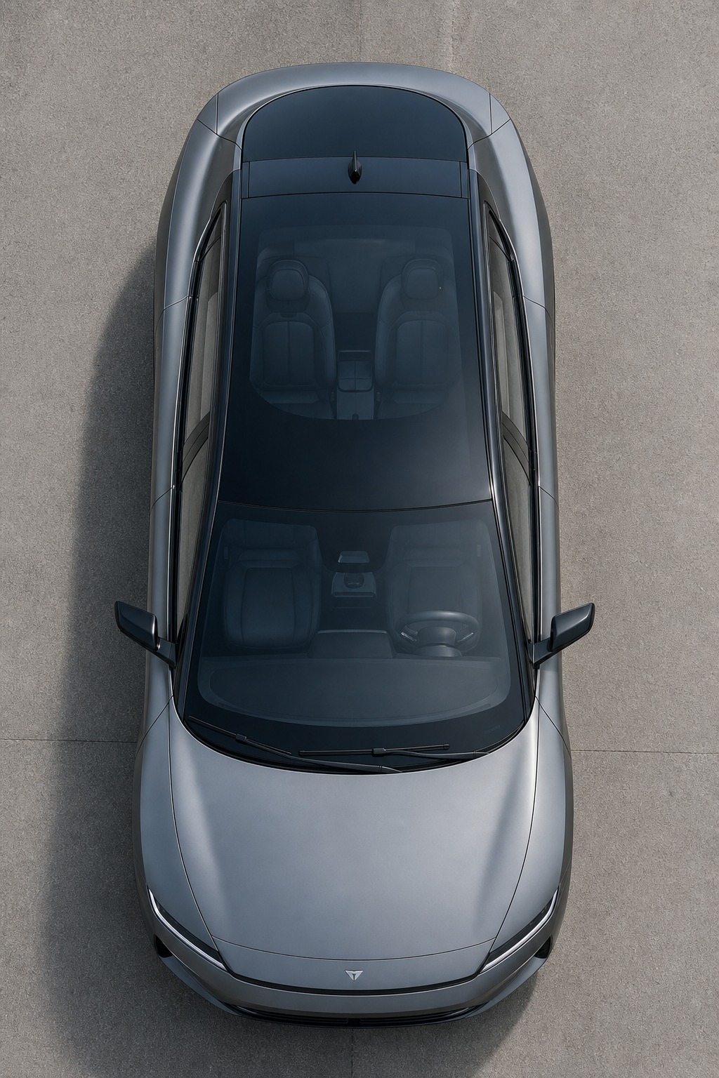 EV roofline and glass canopy aerial view A high-angle view of a modern EV roofline and glass canopy showing aerodynamic surface continuity. | Sky Rye Design A high-angle view of a modern EV roofline and glass canopy showing aerodynamic surface continuity.