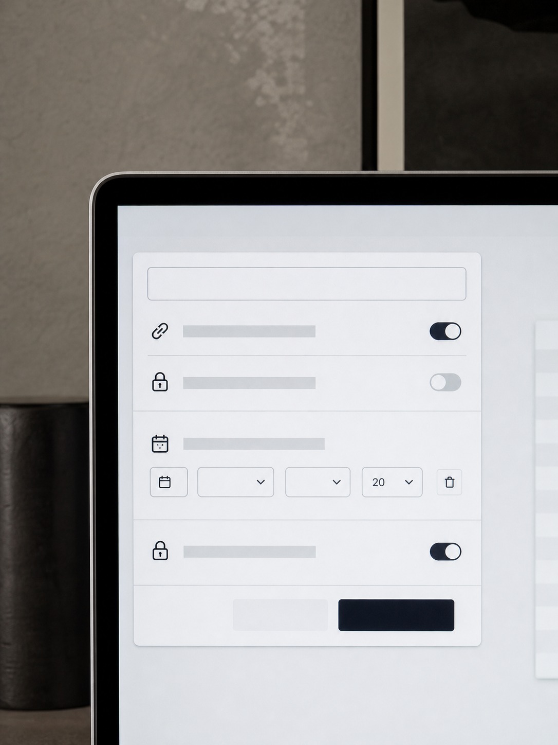 File-sharing settings panel with an expiration date being set for a client proof link.