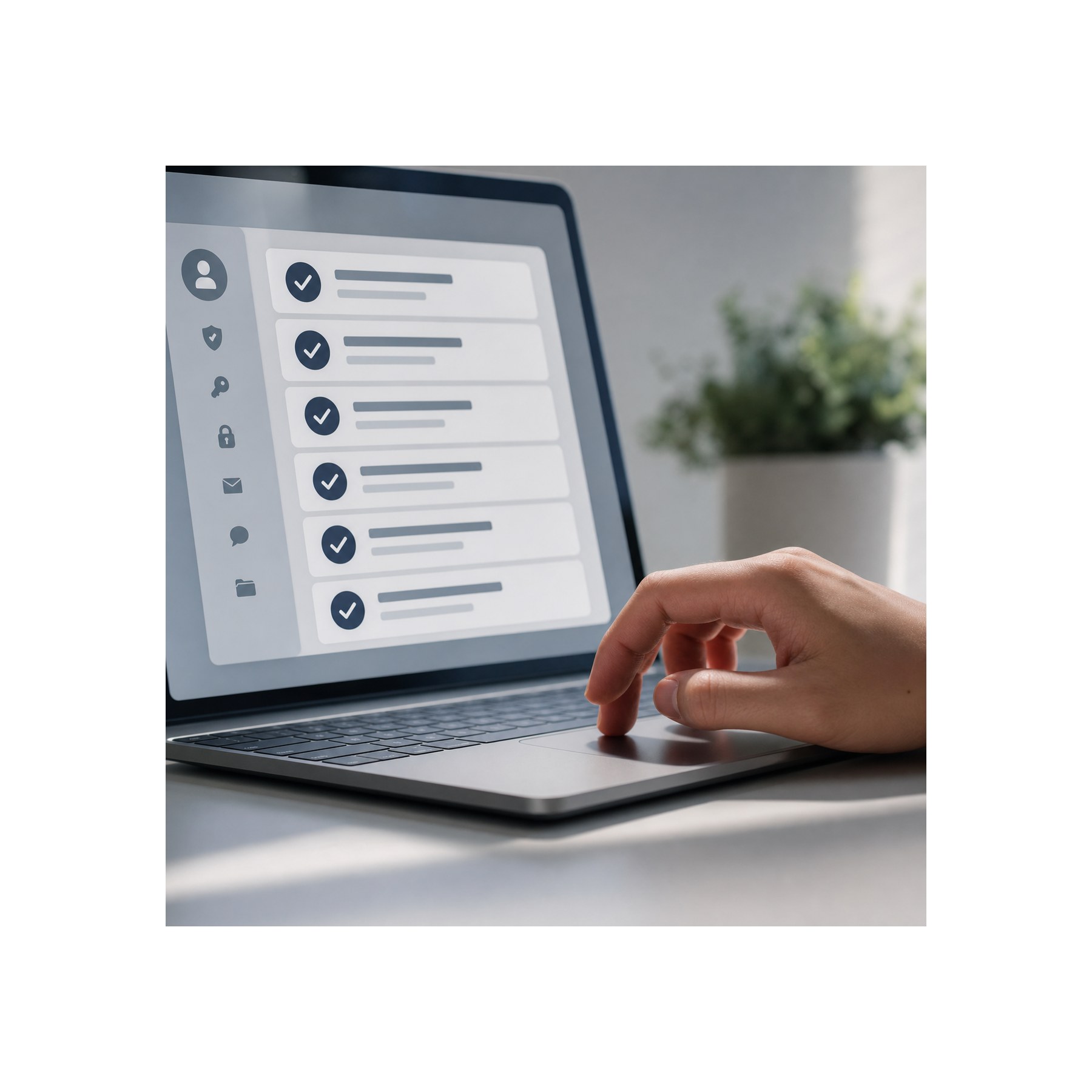 Freelancer offboarding access checklist Designer using a trackpad beside an offboarding checklist for revoking freelancer access | Sky Rye Design Designer using a trackpad beside an offboarding checklist for revoking freelancer access