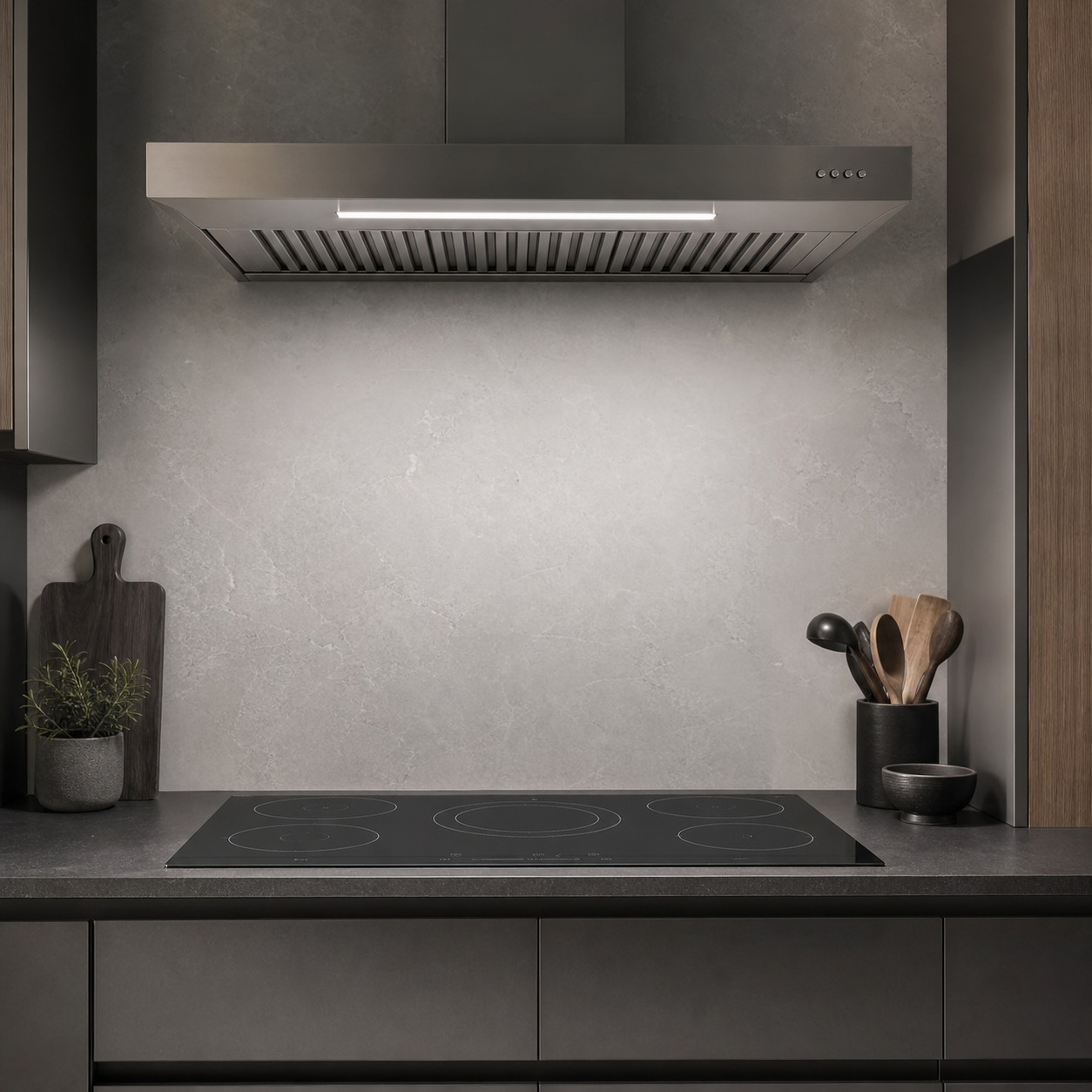 Kitchen hob with shadow-free task lighting kitchen hob with shadow-free task lighting | Sky Rye Design kitchen hob with shadow-free task lighting