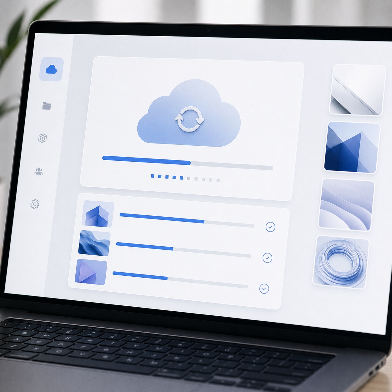 Large design file cloud sync interface A laptop screen showing a cloud sync interface for a large design file. | Sky Rye Design A laptop screen showing a cloud sync interface for a large design file.