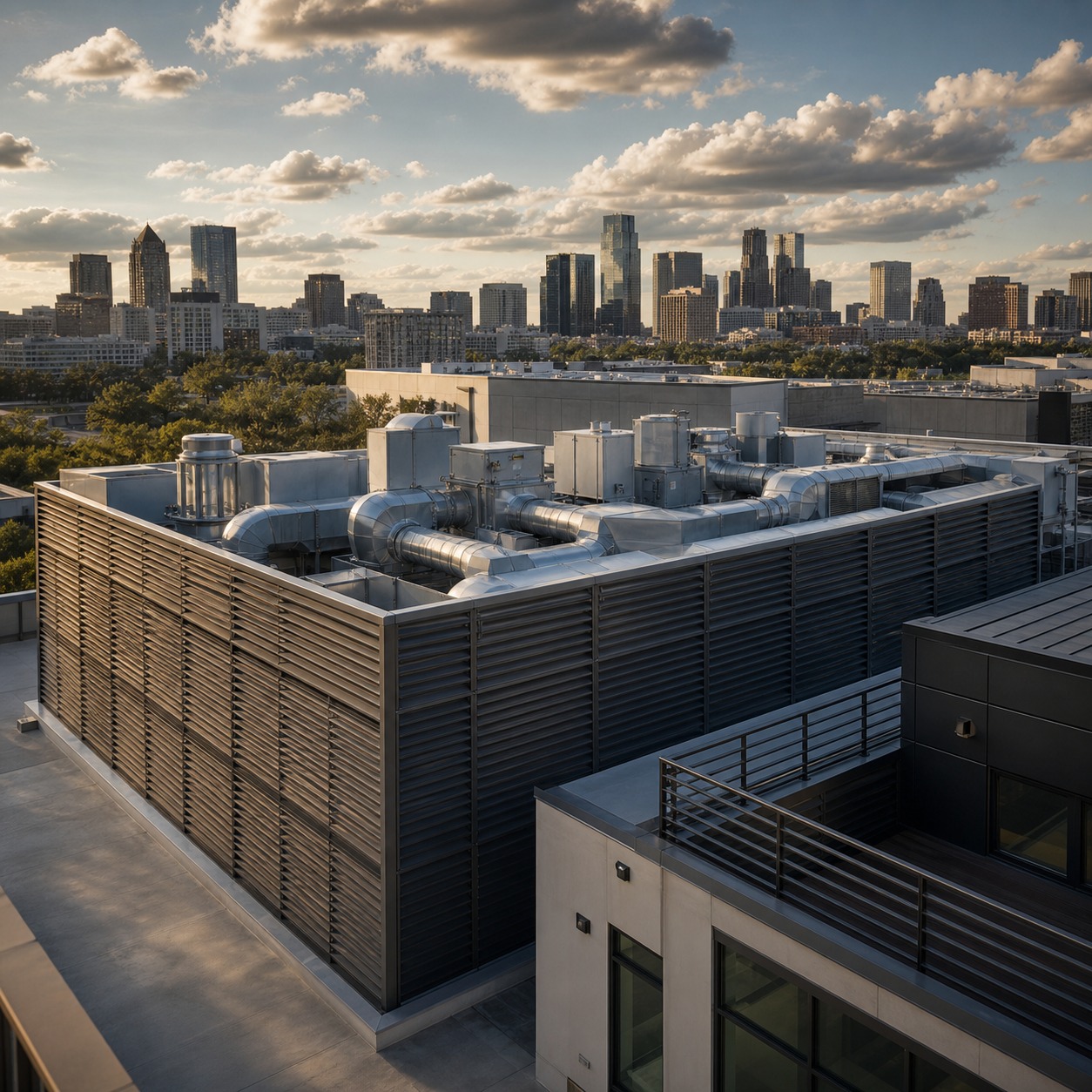 Rooftop mechanical plant integrated into building massing Rooftop mechanical plant integrated into building massing | Sky Rye Design Rooftop mechanical plant integrated into building massing