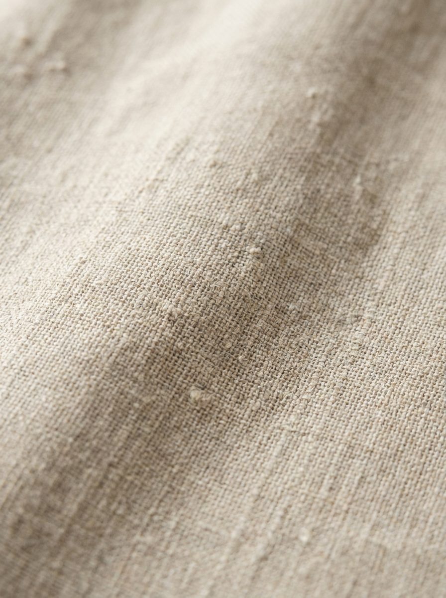 Raw oatmeal linen weave macro Macro close-up of oatmeal linen fabric with natural slubs and visible fiber texture. | Sky Rye Design Macro close-up of oatmeal linen fabric with natural slubs and visible fiber texture.