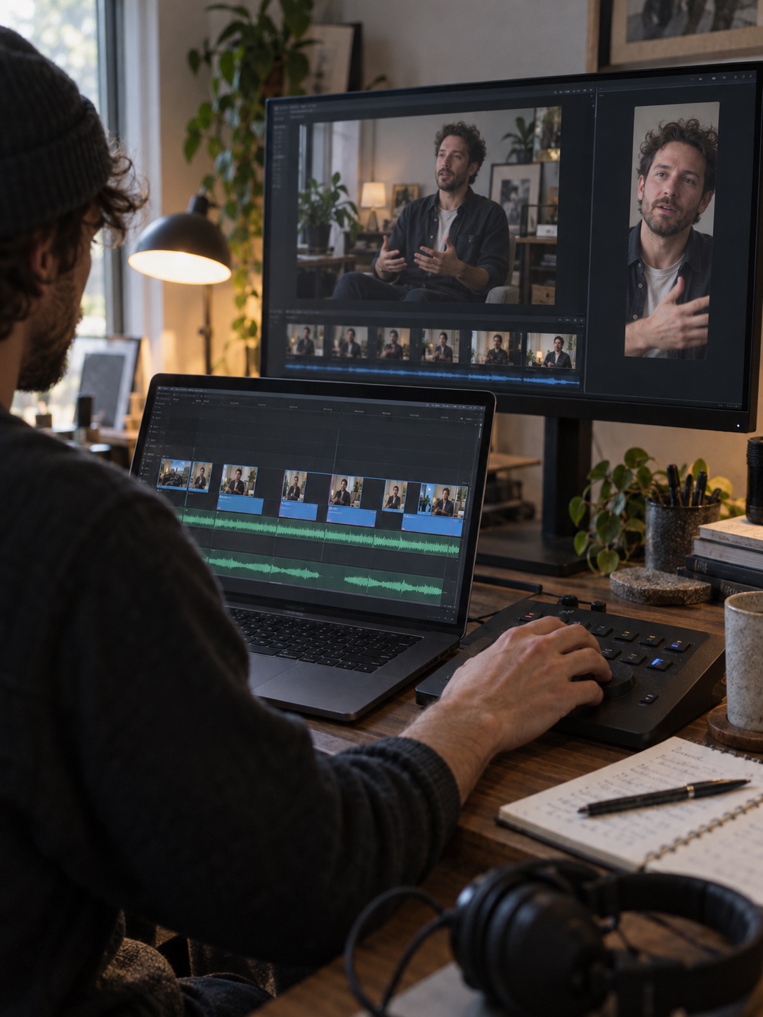 Repurposing long video content Editor turning a long interview into a series of concise social video clips | Sky Rye Design Editor turning a long interview into a series of concise social video clips