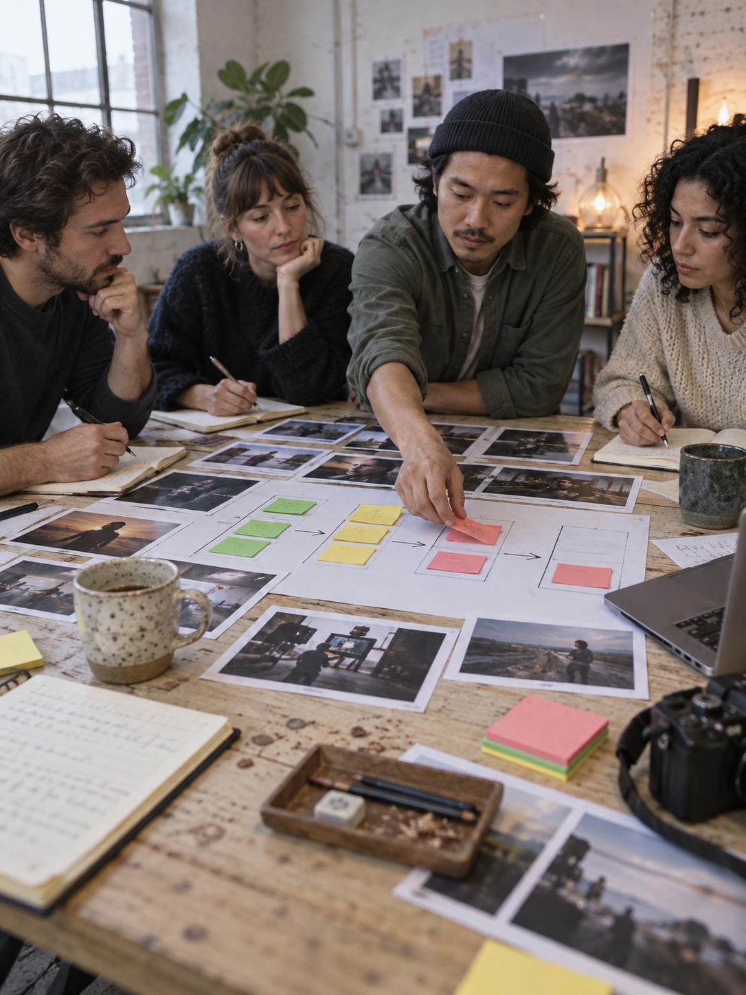 Workflow retrospective Creative team holding a practical retrospective on video production bottlenecks | Sky Rye Design Creative team holding a practical retrospective on video production bottlenecks