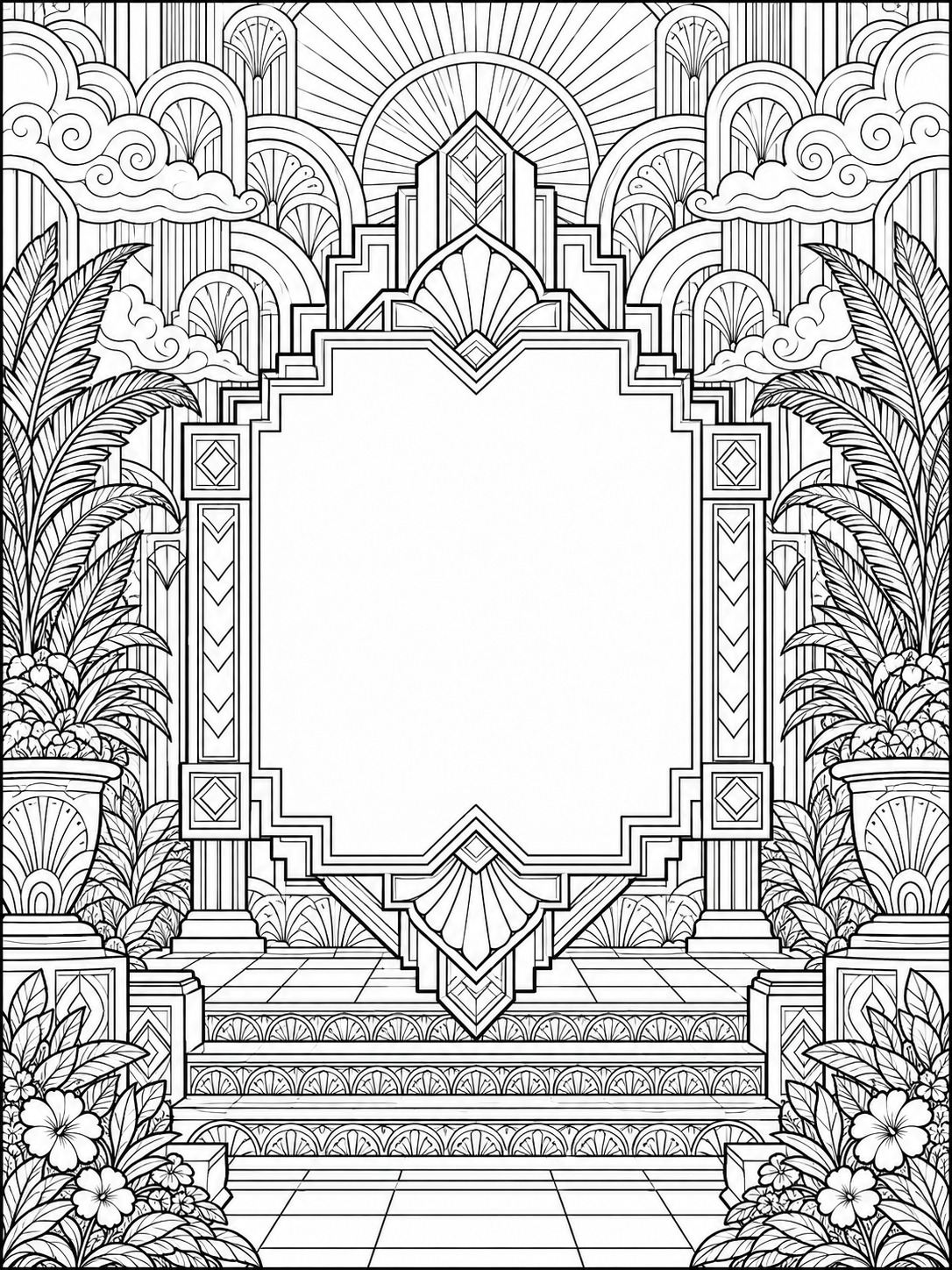 Geometric quote-ready coloring page frame with a blank central panel Geometric quote-ready coloring page frame with a blank central panel | Sky Rye Design Geometric quote-ready coloring page frame with a blank central panel