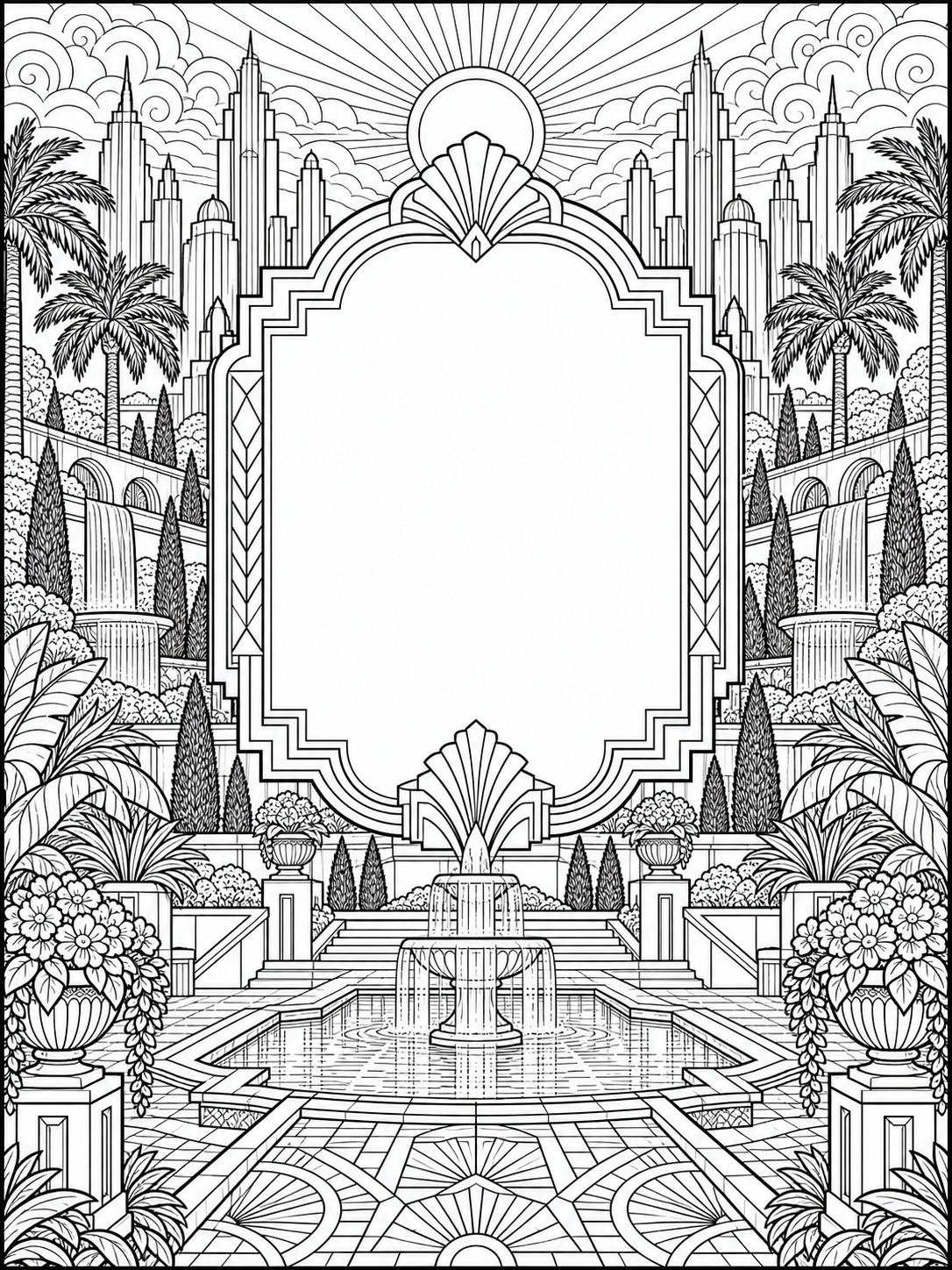 Layered geometric quote-ready coloring page frame with open space Layered geometric quote-ready coloring page frame with open space | Sky Rye Design Layered geometric quote-ready coloring page frame with open space