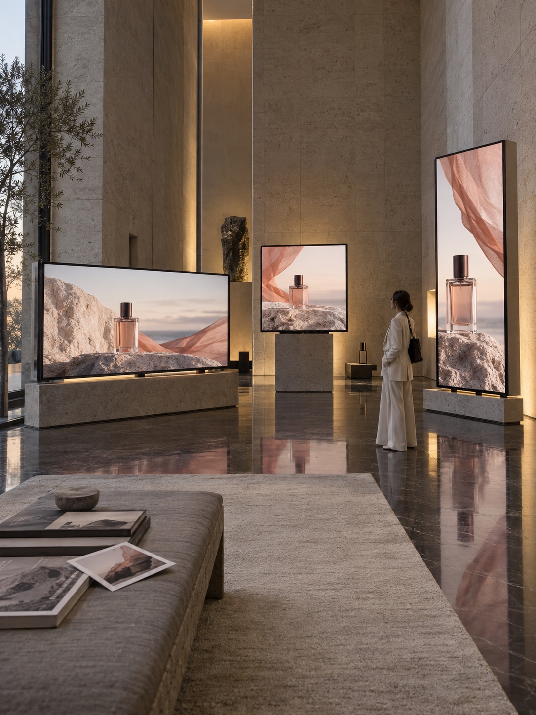Brand video in multiple aspect ratios Three gallery displays presenting one brand video in horizontal, square, and vertical formats | Sky Rye Design Three gallery displays presenting one brand video in horizontal, square, and vertical formats