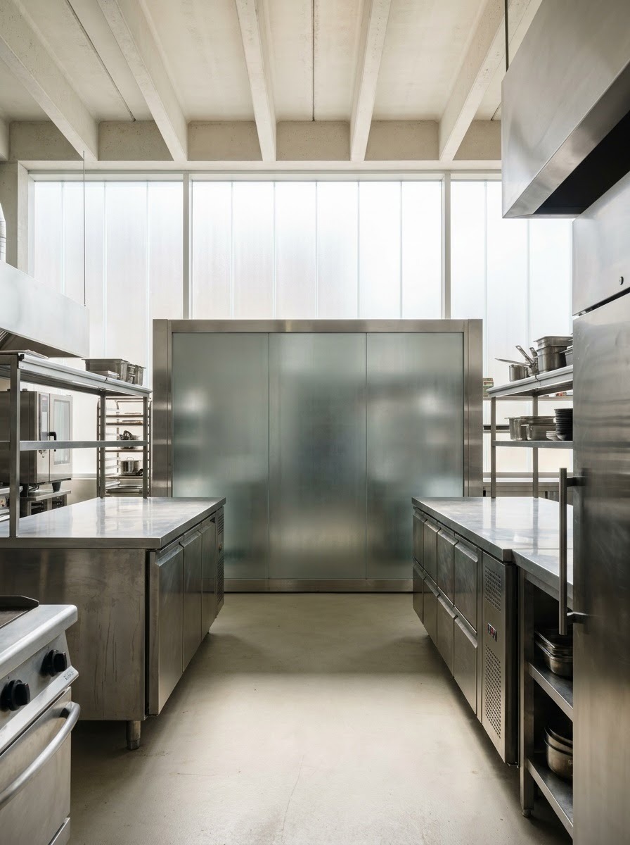 Combined Cooler and Freezer Layout Combined cooler-freezer structure in a modern restaurant back-of-house | Sky Rye Design Combined cooler-freezer structure in a modern restaurant back-of-house