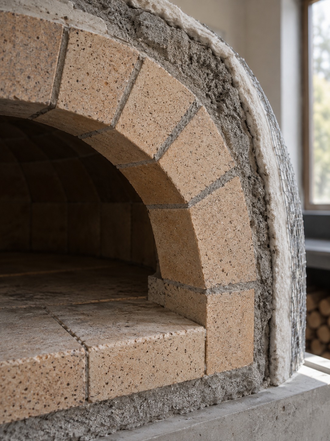 Firebrick refractory mortar oven core Firebrick and refractory mortar at the edge of an unfinished oven core | Sky Rye Design Firebrick and refractory mortar at the edge of an unfinished oven core
