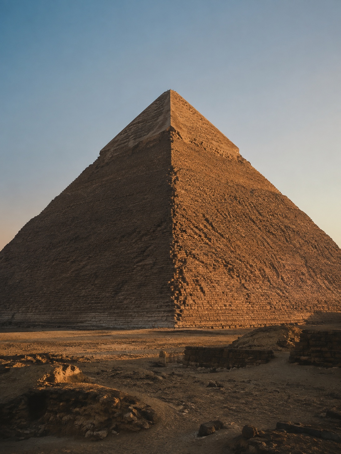 Great Pyramid of Giza Face Angle Great Pyramid of Giza at golden hour with a sharp face shadow showing its angle. | Sky Rye Design Great Pyramid of Giza at golden hour with a sharp face shadow showing its angle.