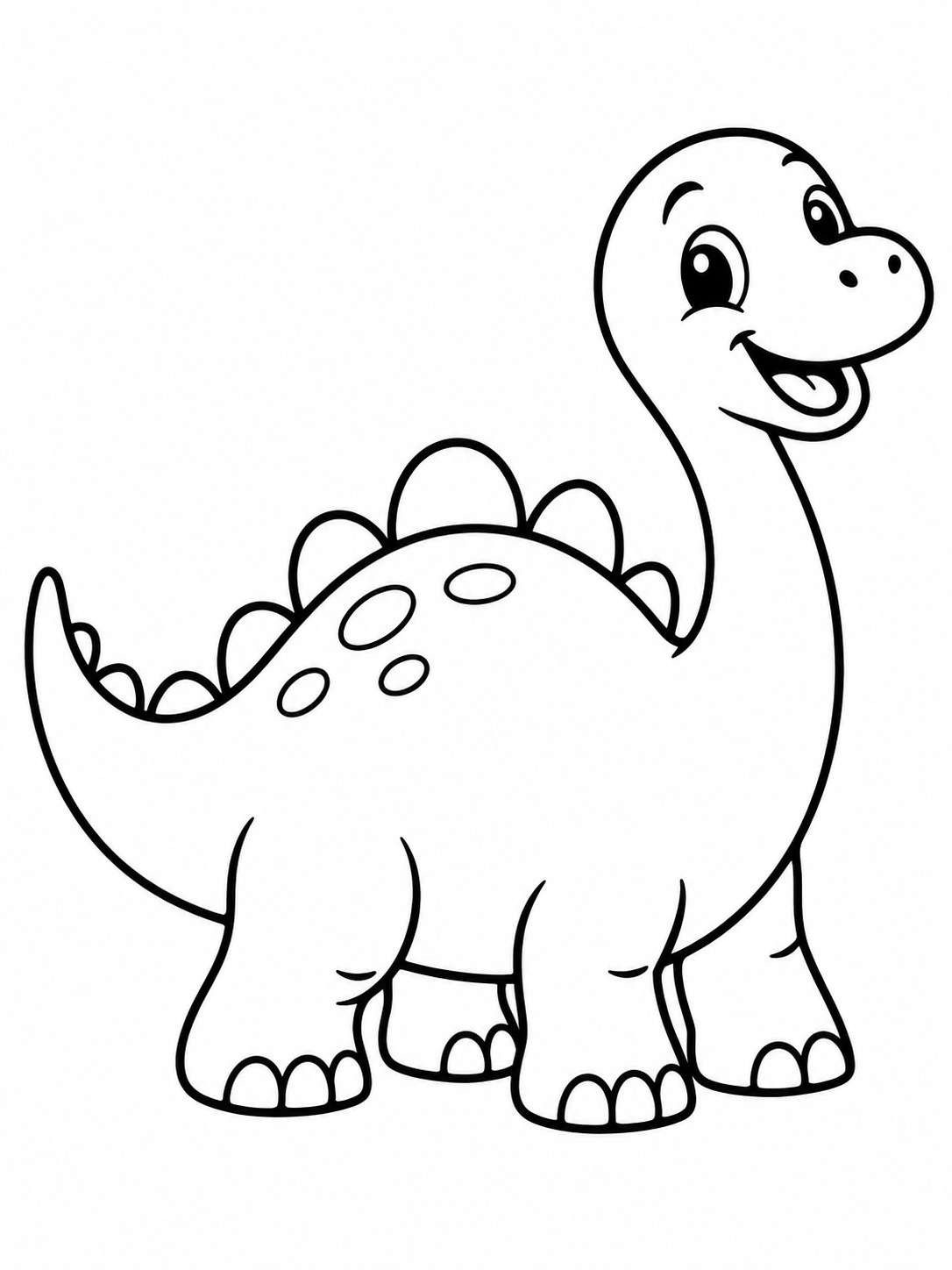 Happy dinosaur coloring page Rounded happy dinosaur with short legs, broad body shapes, and simple spots. | Sky Rye Design Rounded happy dinosaur with short legs, broad body shapes, and simple spots.