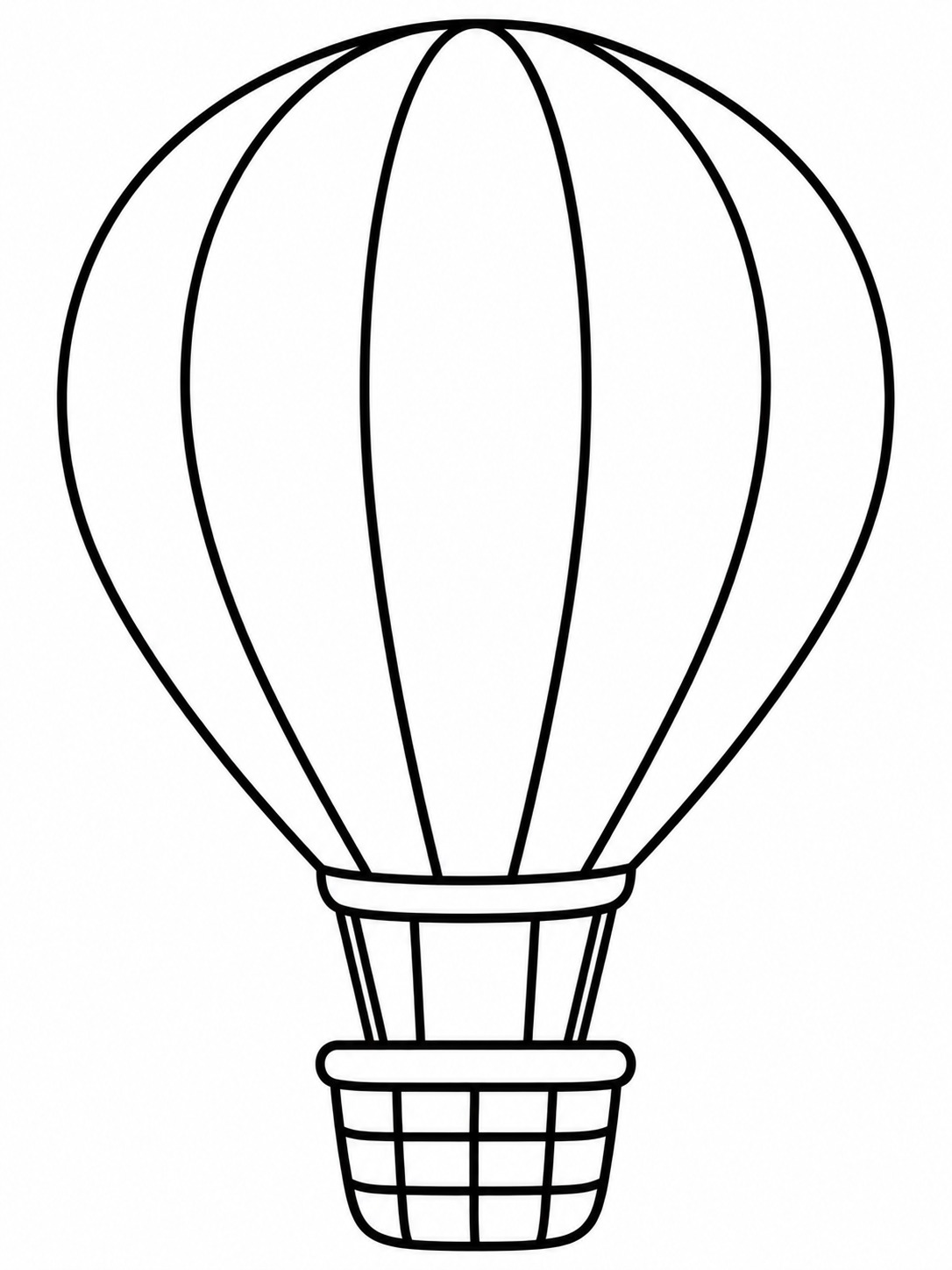 Hot air balloon coloring page Hot air balloon with broad vertical panels and a simple basket below. | Sky Rye Design Hot air balloon with broad vertical panels and a simple basket below.