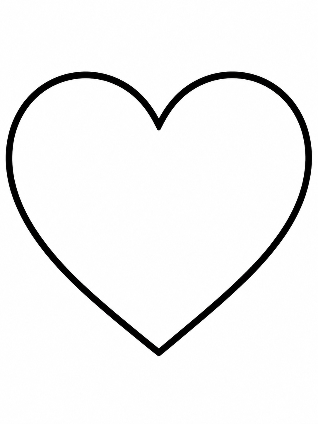 Plain heart Valentines coloring page One large plain heart with a thick closed outline and open coloring space. | Sky Rye Design One large plain heart with a thick closed outline and open coloring space.