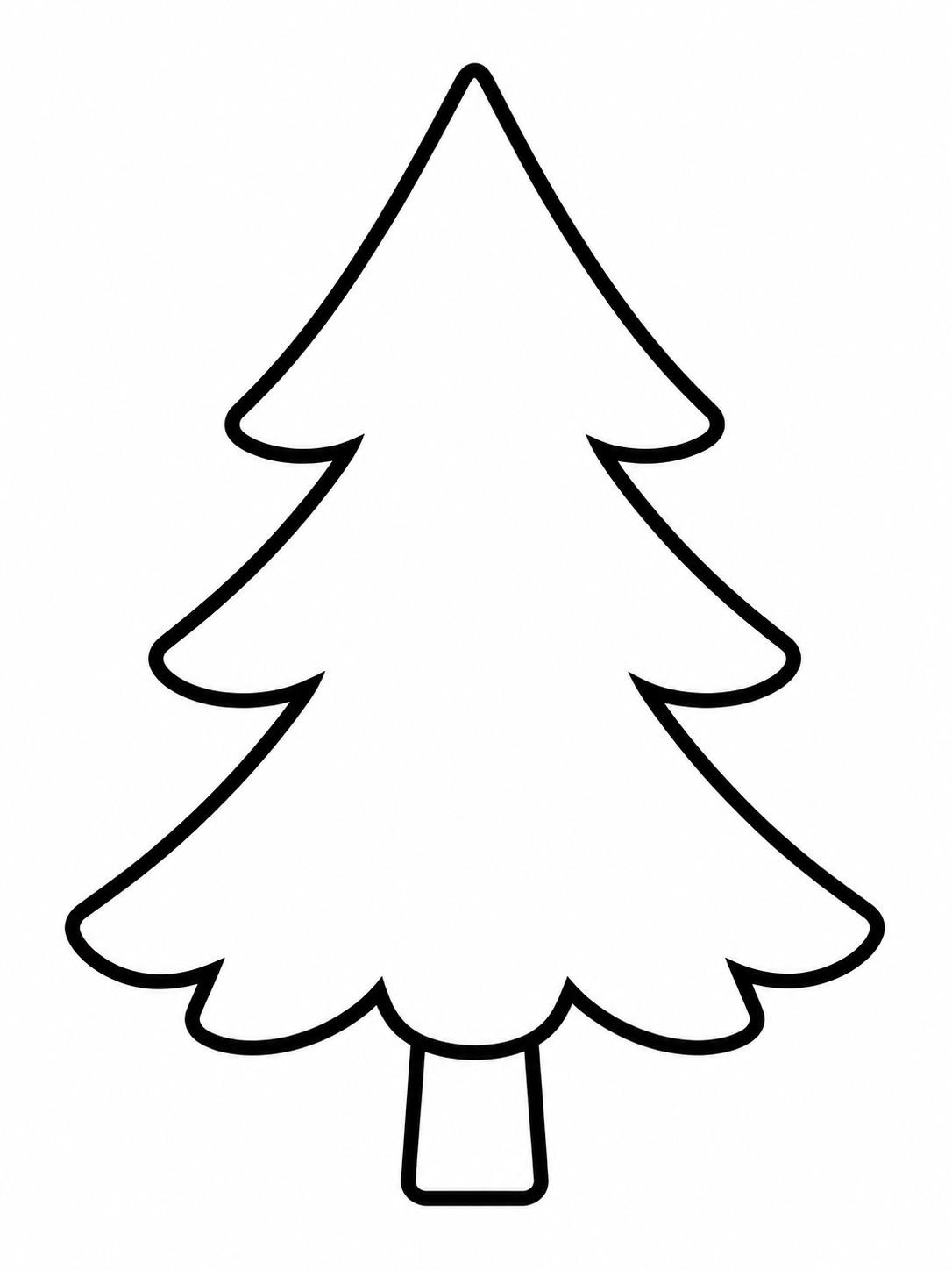 Simple pine tree coloring page Basic triangular pine tree with one thick closed outline and a short trunk. | Sky Rye Design Basic triangular pine tree with one thick closed outline and a short trunk.