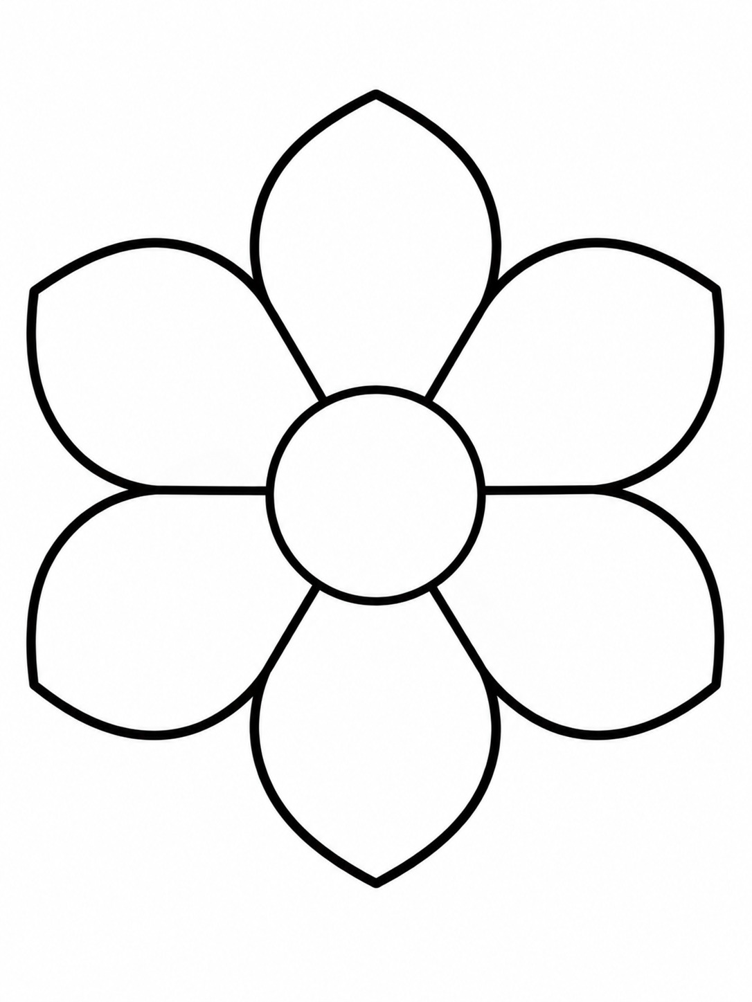 Six-petal flower mandala coloring page Easy flower mandala made from six large petals around one round center. | Sky Rye Design Easy flower mandala made from six large petals around one round center.