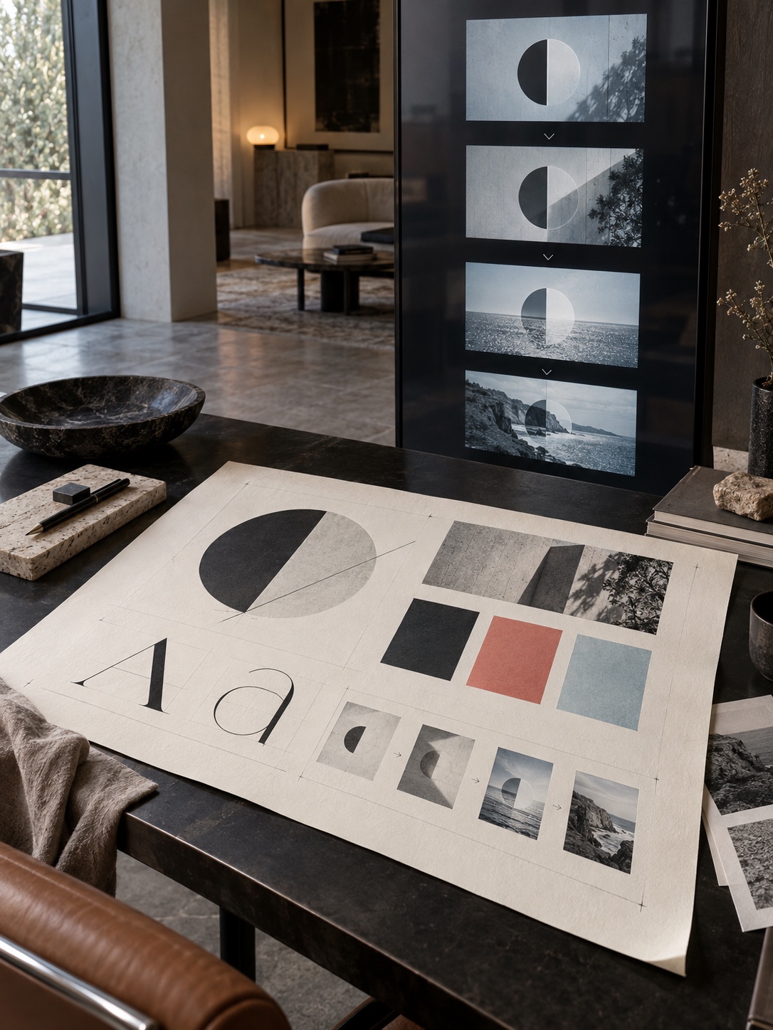 From static brand board to motion Cream brand board transitioning into a motion design sequence in a brutalist studio | Sky Rye Design Cream brand board transitioning into a motion design sequence in a brutalist studio