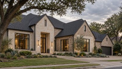Contemporary Dallas home with a newly replaced charcoal shingle roof
