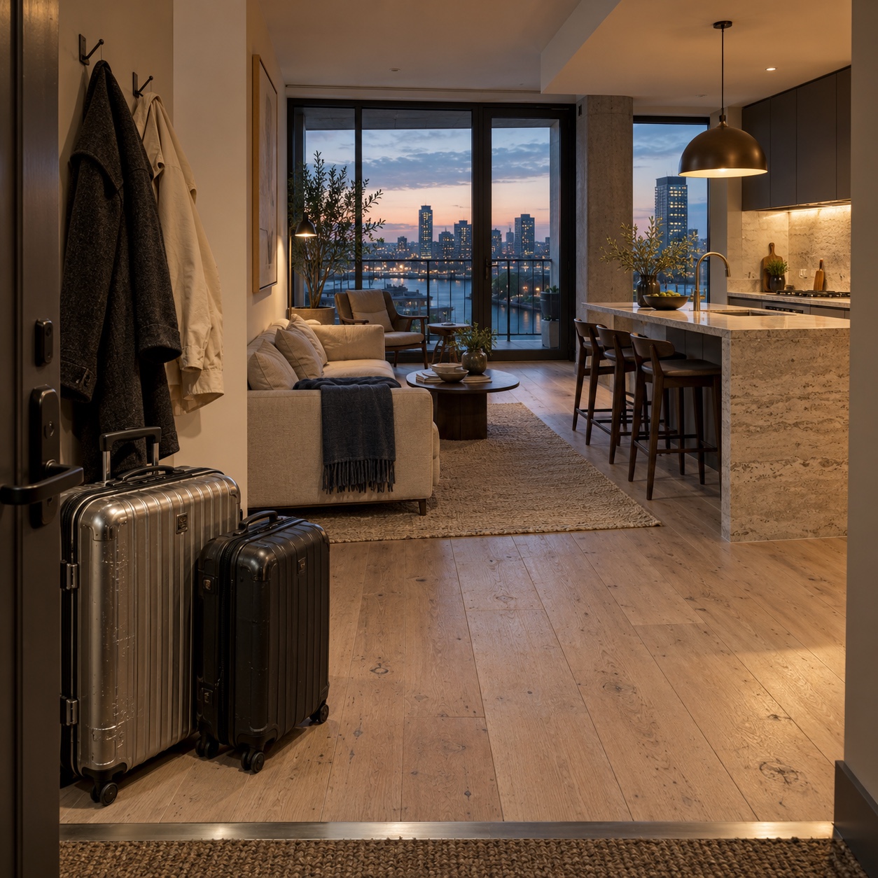 Apartment used for a city test stay A short-term apartment with two suitcases ready for a city test stay | Sky Rye Design A short-term apartment with two suitcases ready for a city test stay
