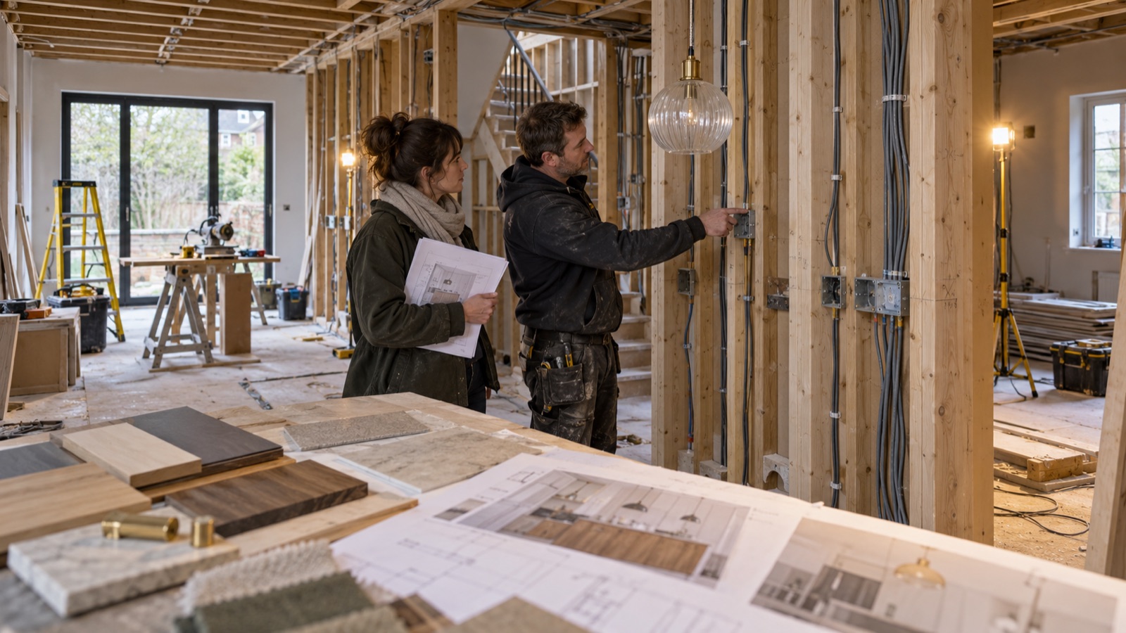 Lighting and socket positions checked before plasterboard closes the walls Lighting and socket positions checked before plasterboard closes the walls | Sky Rye Design Lighting and socket positions checked before plasterboard closes the walls