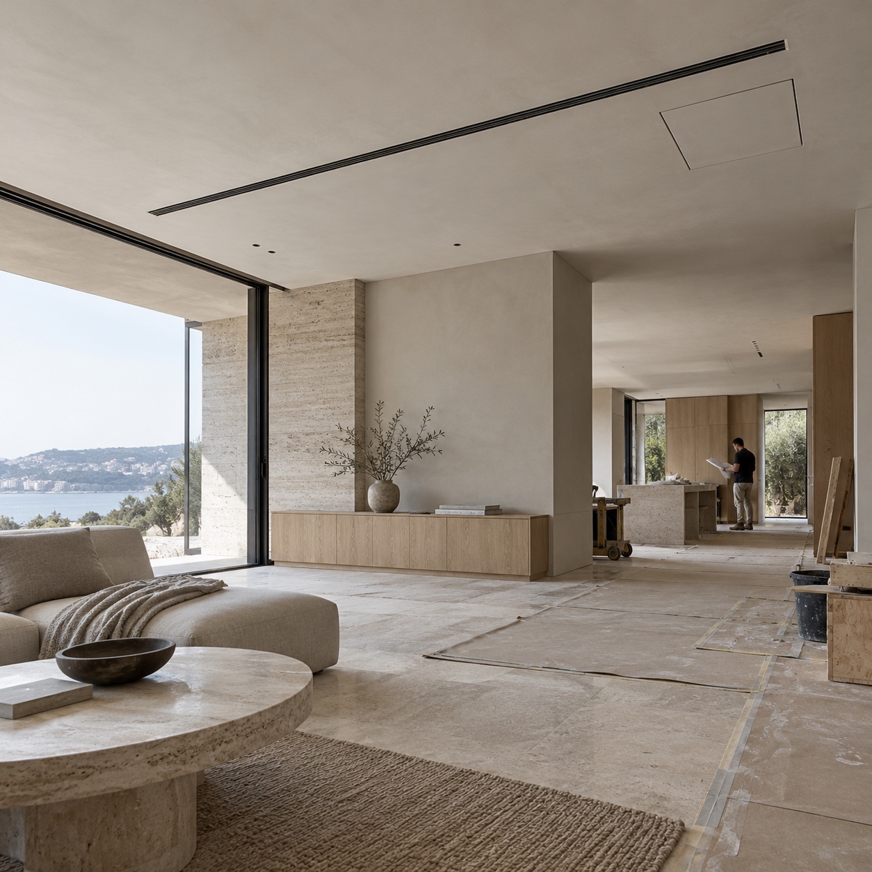 Air Duct Inspection Before Renovation Modern living room renovation with a linear supply grille and planned service access | Sky Rye Design Modern living room renovation with a linear supply grille and planned service access