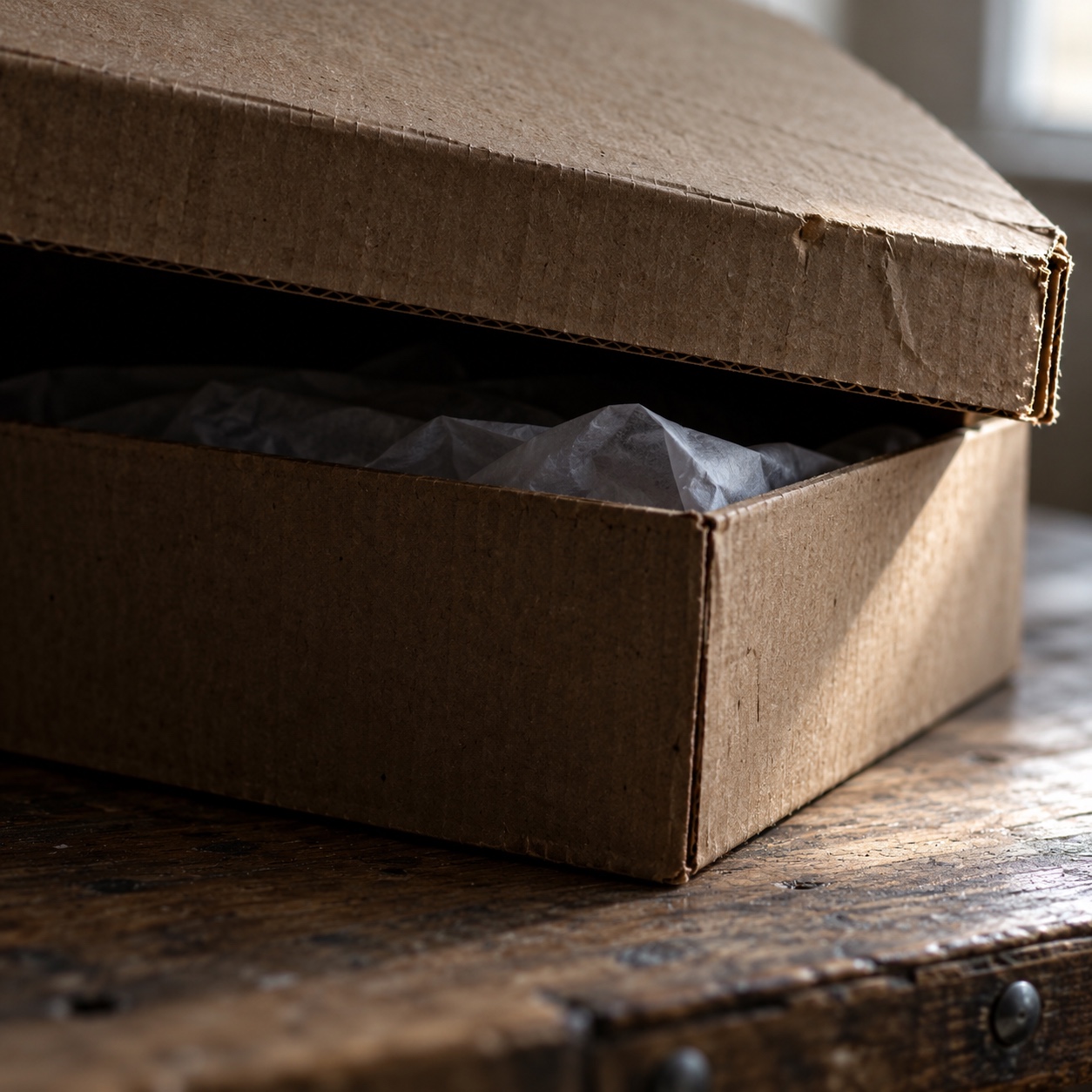 Box lid hides the reveal A narrow box-lid gap showing tissue paper while keeping the contents hidden | Sky Rye Design A narrow box-lid gap showing tissue paper while keeping the contents hidden