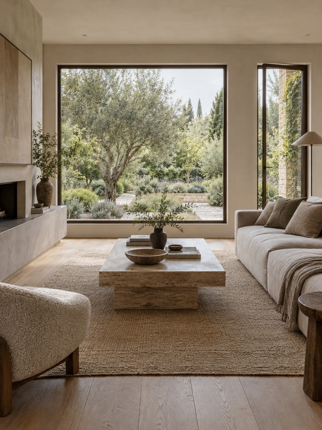 Bronze window living room Living room with a garden-facing picture window and a bronze-framed casement beside the sofa | Sky Rye Design Living room with a garden-facing picture window and a bronze-framed casement beside the sofa