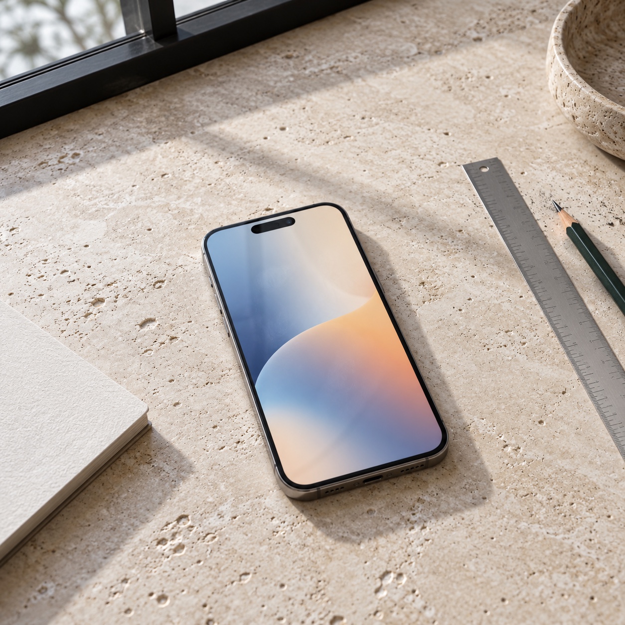 Drawing thumbnail mobile review Smartphone displaying an abstract thumbnail layout on a travertine desk beside a pencil and ruler. | Sky Rye Design Smartphone displaying an abstract thumbnail layout on a travertine desk beside a pencil and ruler.