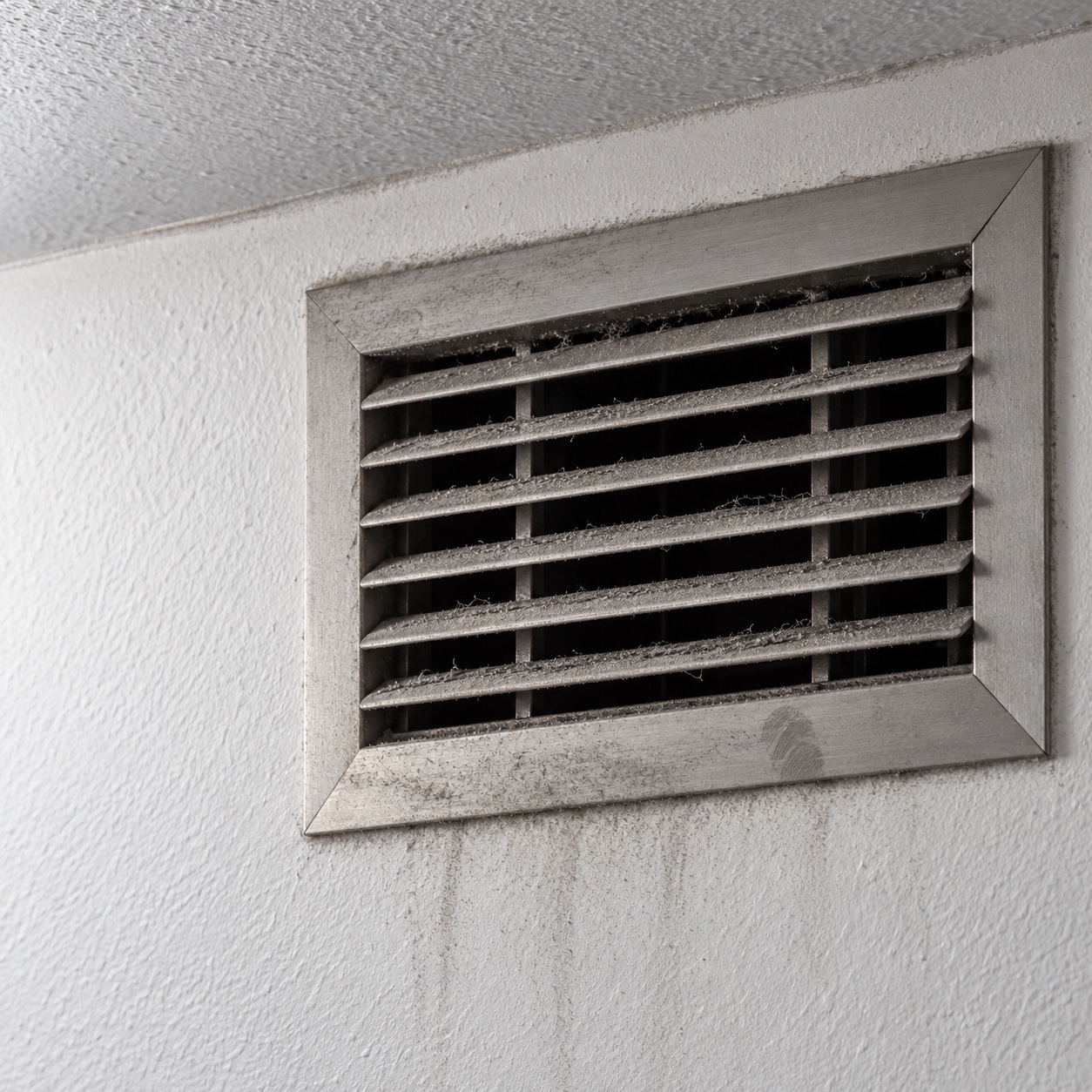 Dust Around a Supply Register Gray dust streaks around a ceiling supply register | Sky Rye Design Gray dust streaks around a ceiling supply register