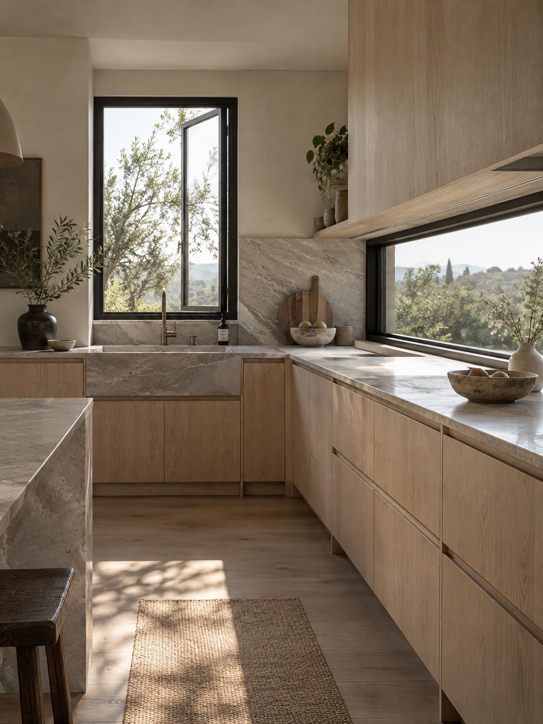 Kitchen fixed casement windows Kitchen with a casement above the sink and a long fixed window along the worktop | Sky Rye Design Kitchen with a casement above the sink and a long fixed window along the worktop