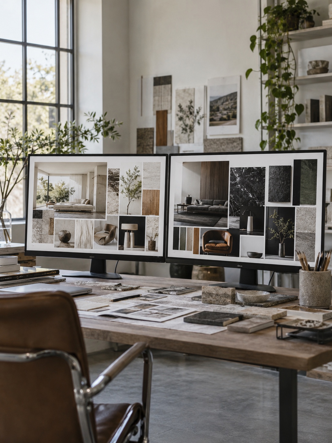 Two side-by-side digital mood boards comparing alternative art directions
