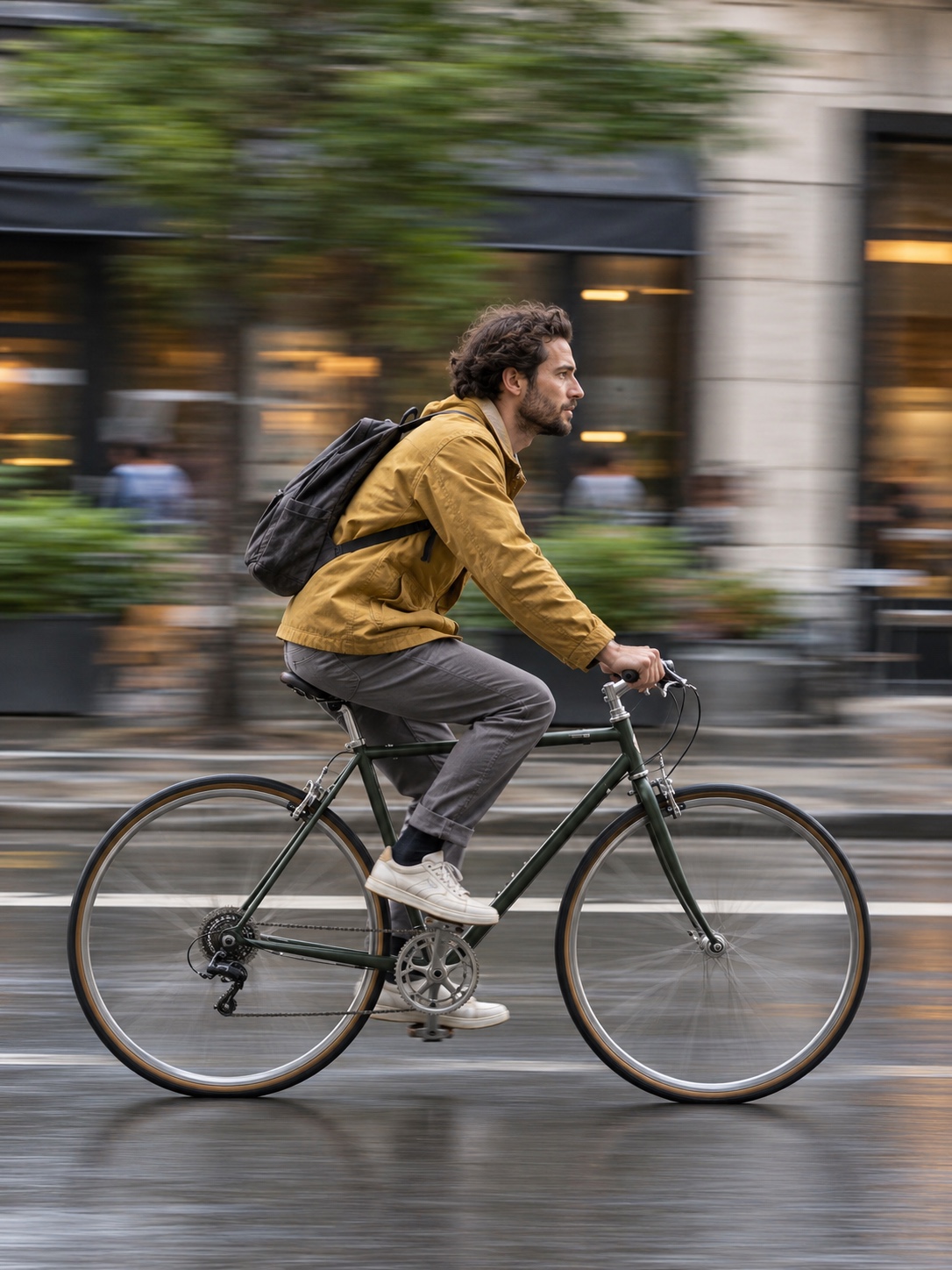 Panning motion Panned photograph of a cyclist with a sharp head and shoulders against a horizontally streaked city background | Sky Rye Design Panned photograph of a cyclist with a sharp head and shoulders against a horizontally streaked city background