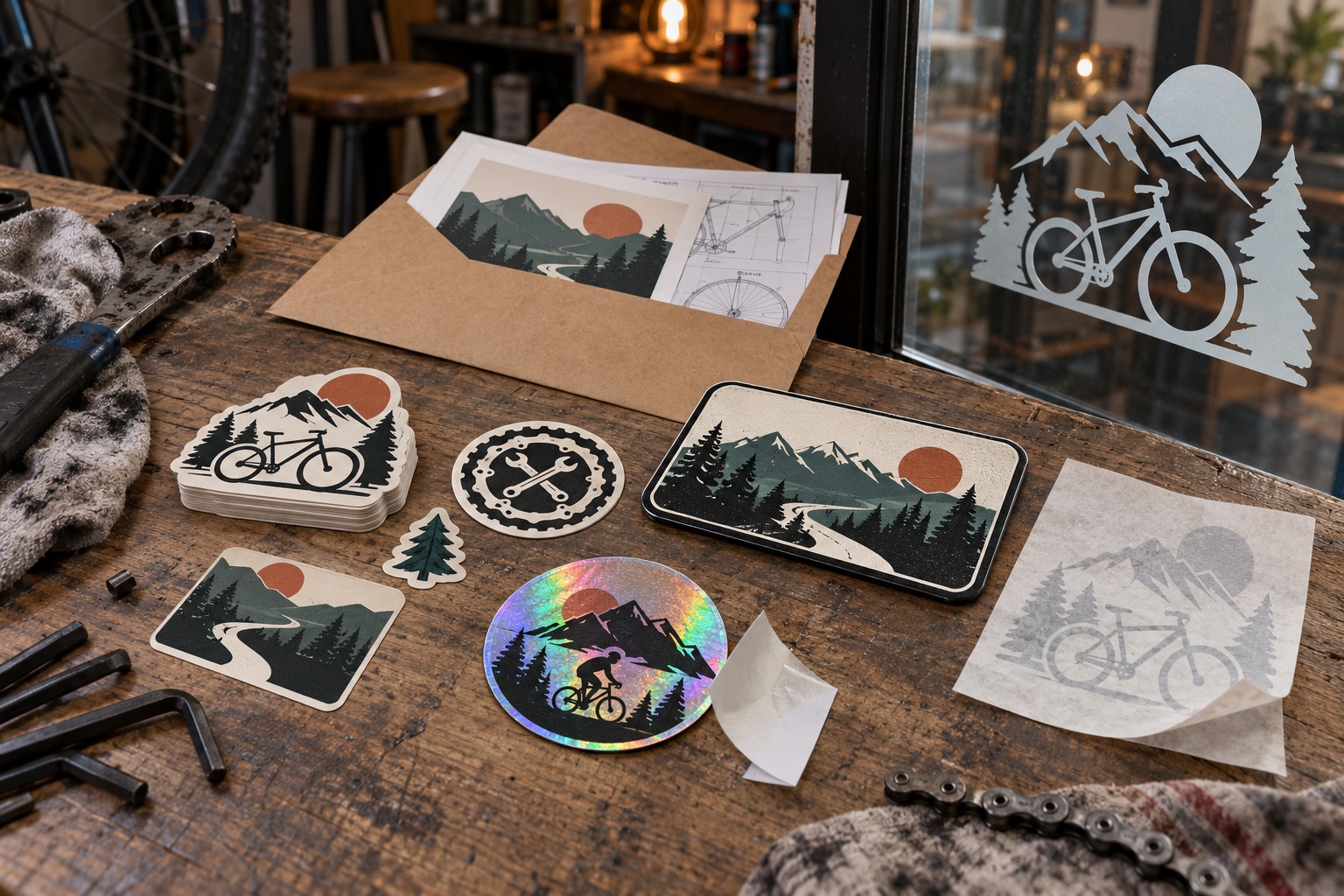 Stickers Magnets and Decals Promotional Kit Coordinated promotional kit with vinyl stickers, a magnet and a window decal sample | Sky Rye Design Coordinated promotional kit with vinyl stickers, a magnet and a window decal sample