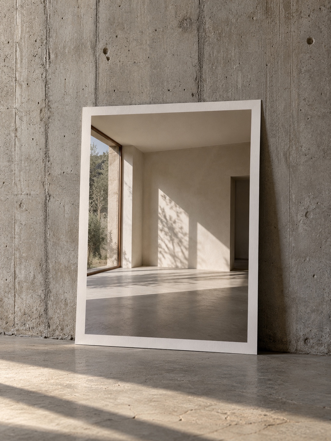 A single photograph of a sunlit empty room propped against a concrete wall nothing else in frame A single photograph of a sunlit empty room propped against a concrete wall, nothing else in frame | Sky Rye Design A single photograph of a sunlit empty room propped against a concrete wall, nothing else in frame