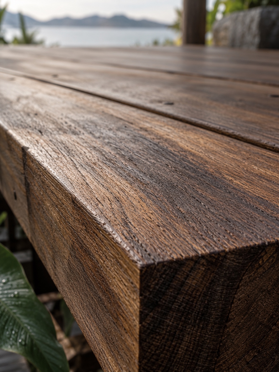 Tropical Hardwood Deck Grain Dense grain and natural variation in a tropical hardwood deck board | Sky Rye Design Dense grain and natural variation in a tropical hardwood deck board
