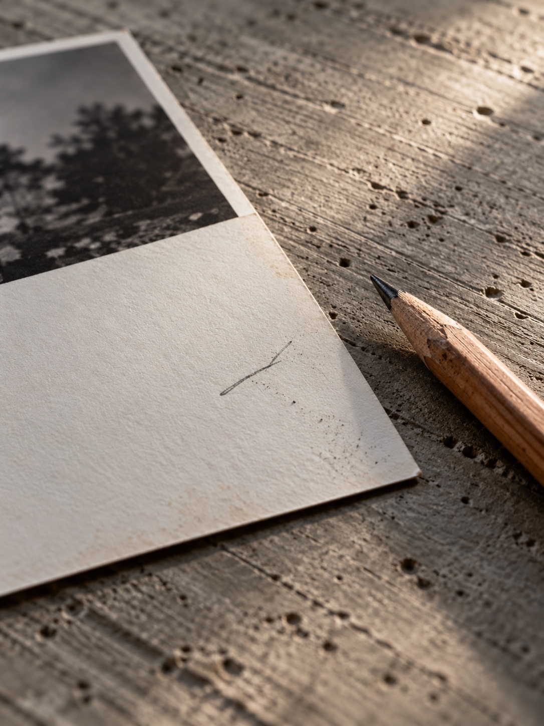 The back of a printed photograph with a short handwritten pencil note shown on a concrete table handwriting unreadable The back of a printed photograph with a short handwritten pencil note, shown on a concrete table, handwriting unreadable | Sky Rye Design The back of a printed photograph with a short handwritten pencil note, shown on a concrete table, handwriting unreadable